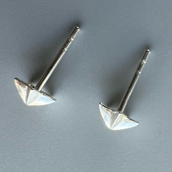 Sterling Silver Dainty Star Stud Earrings - Picture 7 of 10